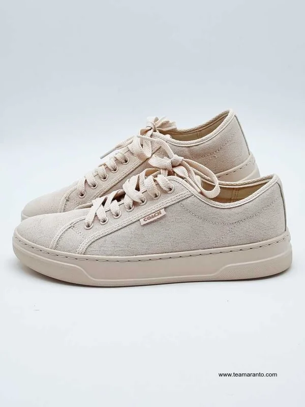 Sneakers Dama Coach Chalk, Color Beige con Blanco, No. 7.5 USA, Originales