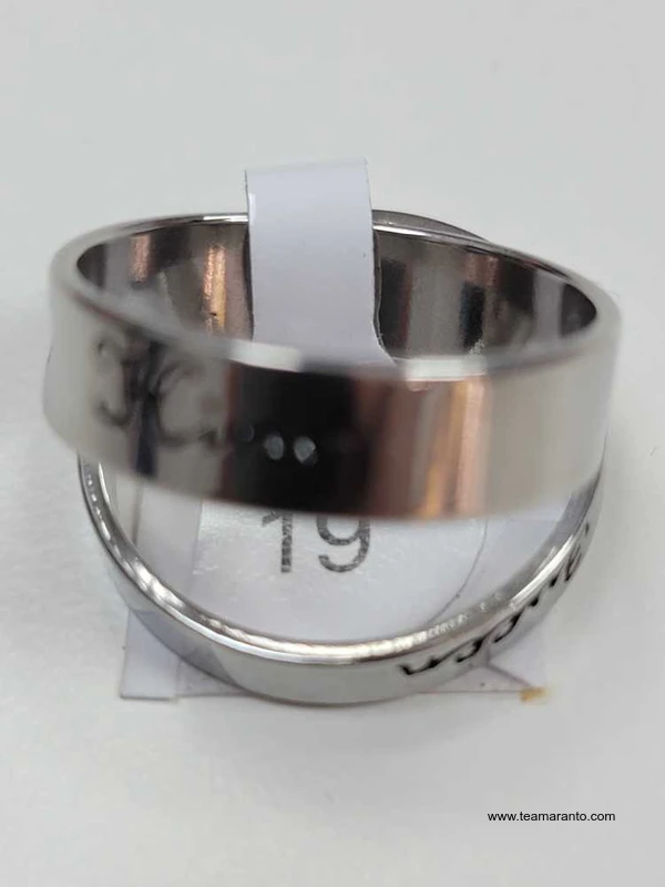 Anillos Lisos en Par con Grabado de Corazón y Letras color Plateado