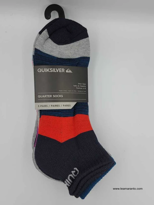 Set de Calcetas Cortas Quiksilver con 5 pares Talla 6-12 Multcolor a rayas