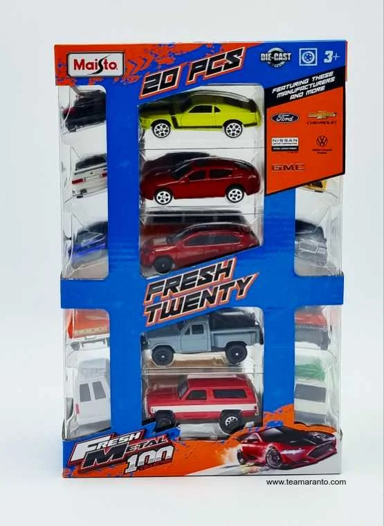 Vehículos Fresh Metal, 20 piezas Marcas Ford, Chevrolet, GMC y Nissan, Maisto, 3+