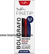 BOLÍGRAFOS FINETIP, MARCA INDRA, CAJA CON 12 PZAS