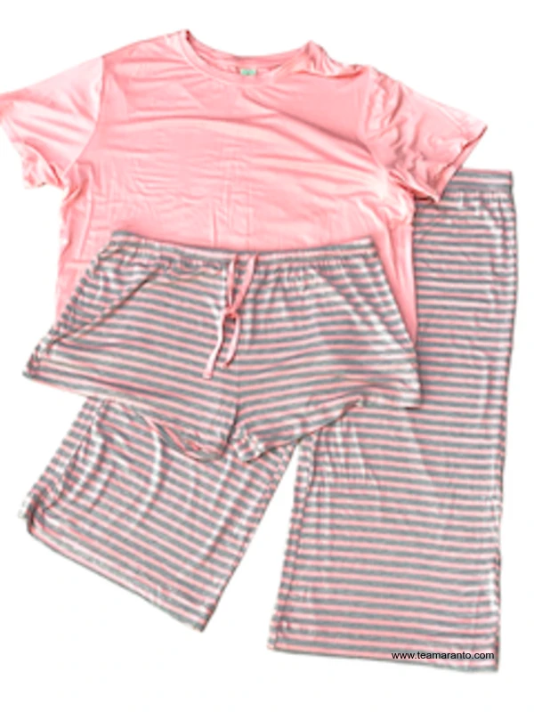 Pijama para dama color rosa con gris, talla grande, marca Honeydew, conjunto de 3 piezas