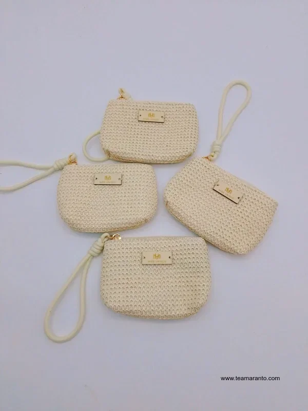 MONEDERO TEXTURA TEJIDO DE PAJA SINTÉTICA MISS UNIQUE COLOR CREMA